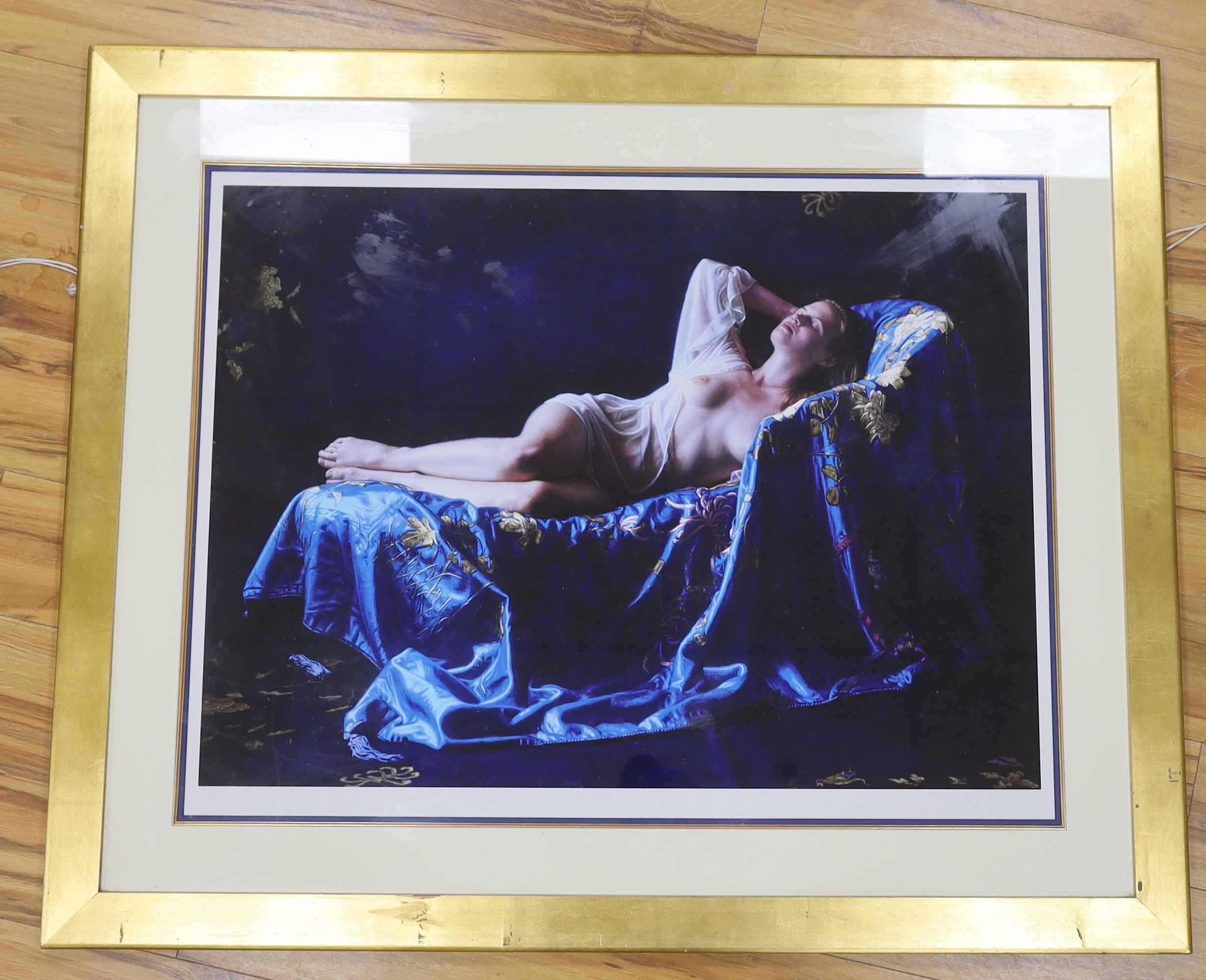 Douglas Hoffman (American, b.1945), colour lithograph, ‘Midnight Blue’, signed in pencil, limited edition, 22/95, label verso, 73 x 95cm